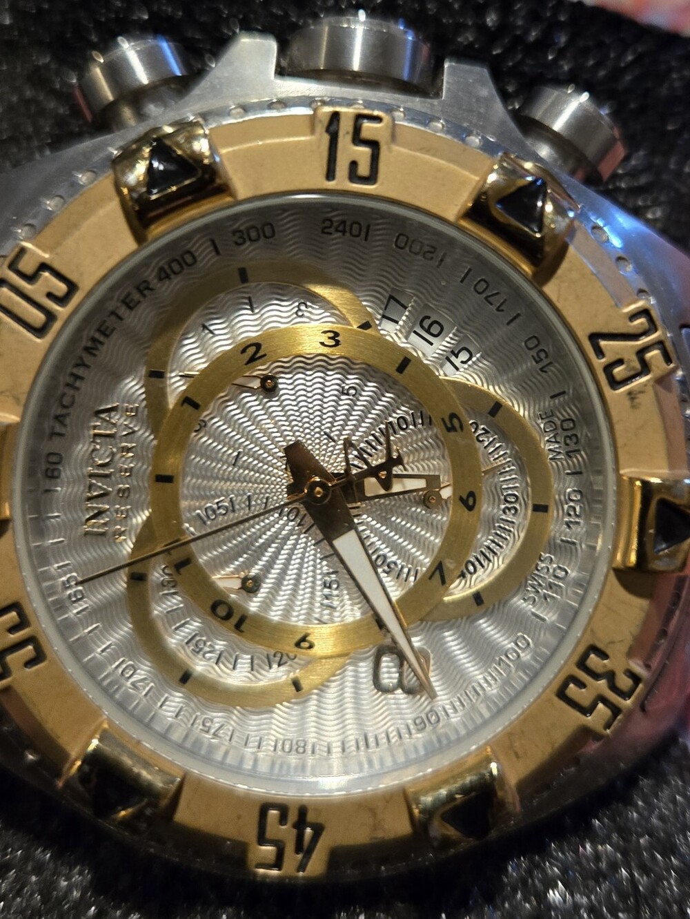 Invicta Men’s Gold and Silver Dial Chronograph Watch
